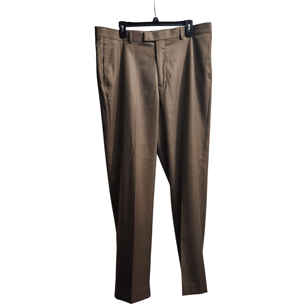 Savane Tailored 2u Flex Waist Brown Textured Dress Pants Mens 38x32‎ Flat Front